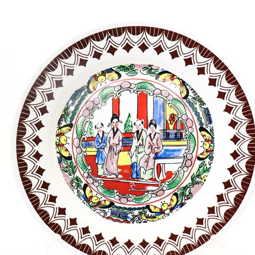 Vintage ceramic plate Nuova Fontebasso Terraglia Forte like new, Asian theme