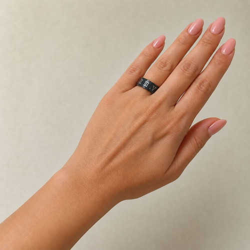 Steel ring with Latin numerals new, black