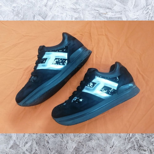Hogan H222 Sport Shoes Like New Black Suede Velvet with Sequins Size 37