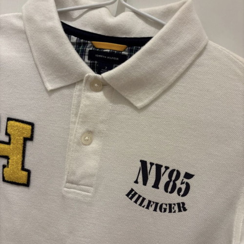Tommy Hilfiger children's polo shirt new, age 7, white and gray