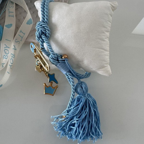 Baby Stroller or Crib Charm Blue with Eye and Crown, new