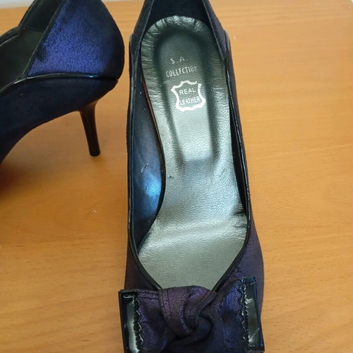 Purple bow pumps new, size 38, genuine leather