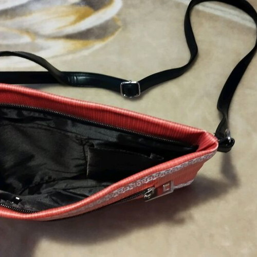 Leather envelope bag orange like new with long strap