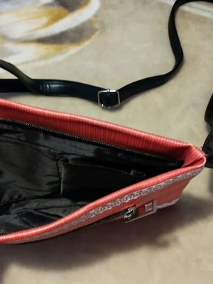 Leather envelope bag orange like new with long strap
