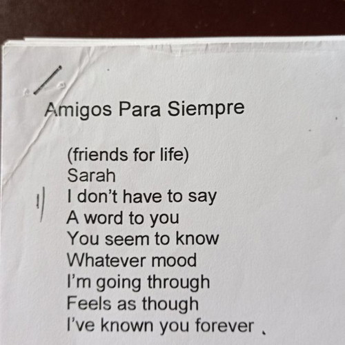 Sheet music and song photocopies used, notes and lyrics