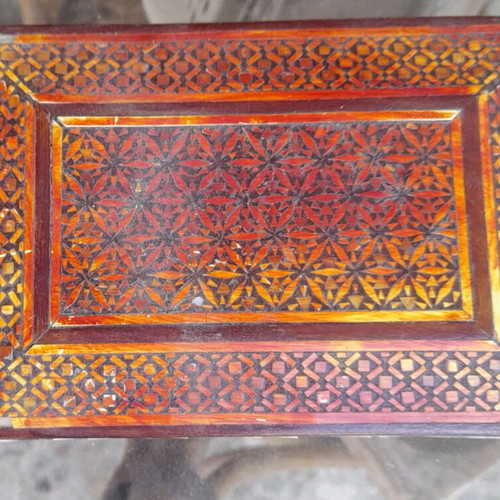 Wooden box used, embossed Persian design