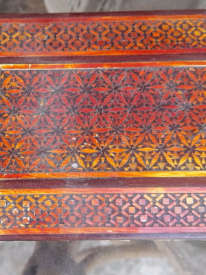 Wooden box used, embossed Persian design