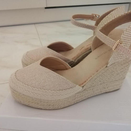 Espadrille platform sandals size 39, like new, beige, 8cm heel