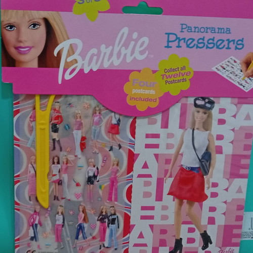 Barbie Panorama Pressers vintage sticker set with 4 postcards sealed