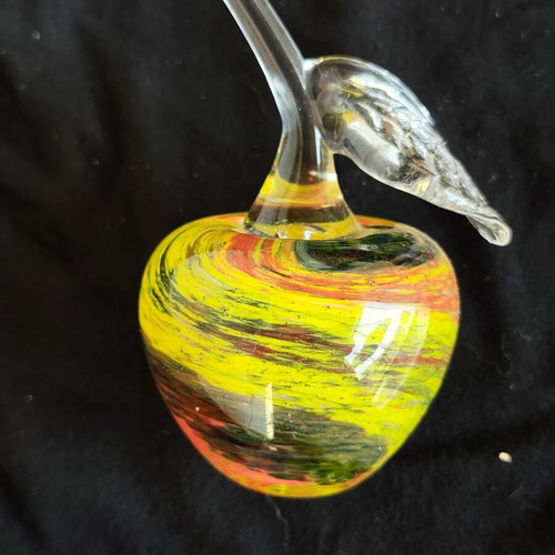 Vintage decorative apple made of blown glass like new
