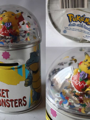 Vintage Pokemon Pikachu Blastoise metal coin bank Nintendo new 2000
