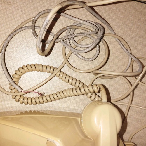 Retro telephone device with gossip used