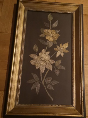 Embroidery frame used with golden wooden frame and handmade design