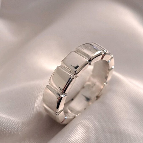 Silver wedding ring 925 solid handmade, size 55 (15) new