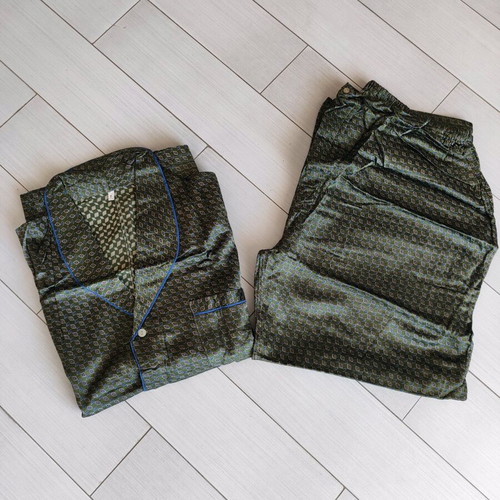 Vintage men's satin pajamas like new, 7XL, dark green