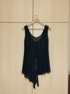 Ossigeno mesh cover up blouse size large like new, black