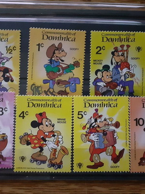 Dominica Disney Characters Playing Musical Instruments Stamps Set 1979 Mint