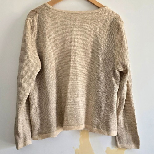 Beige cardigan with branch design, size Medium