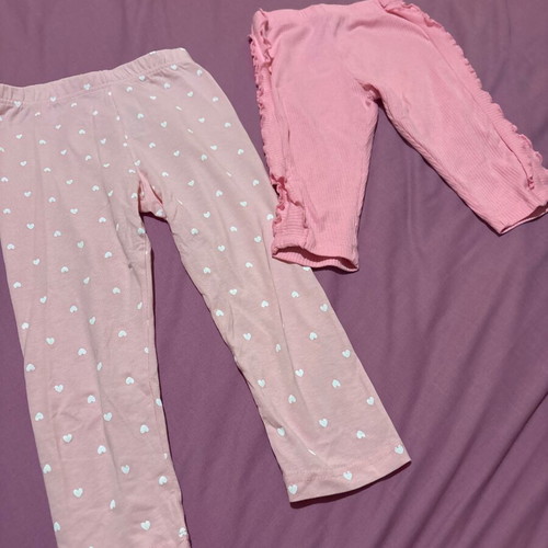 Girls' leggings size 128, 1 long and 1 knee-length, pink