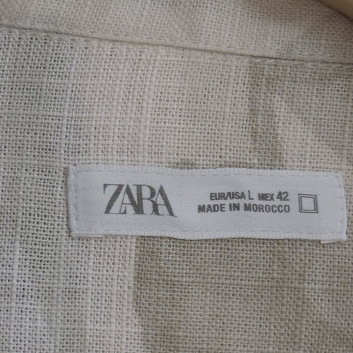 Zara relaxed fit men's shirt, viscose lyocell linen, large, sand color