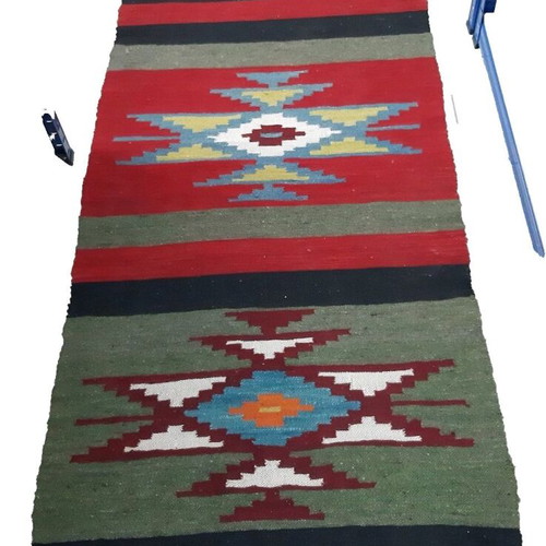 Vintage Bulgarian Chiprovtsi Wool Rug used, 206×71 cm