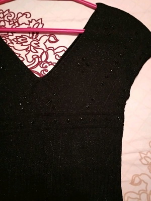 Mango evening top used, size small, black with iridescent knit