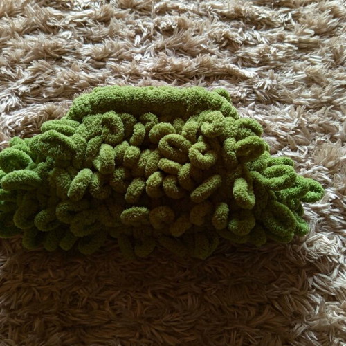 Puffy bag handmade green made to order, handheld