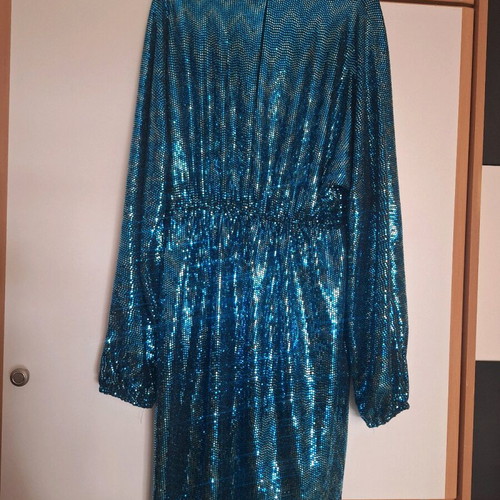 Deppy Joo dress new with tags, turquoise and silver, size L