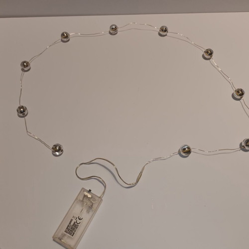 Set of 2 decorative LED garlands with silver balls like new