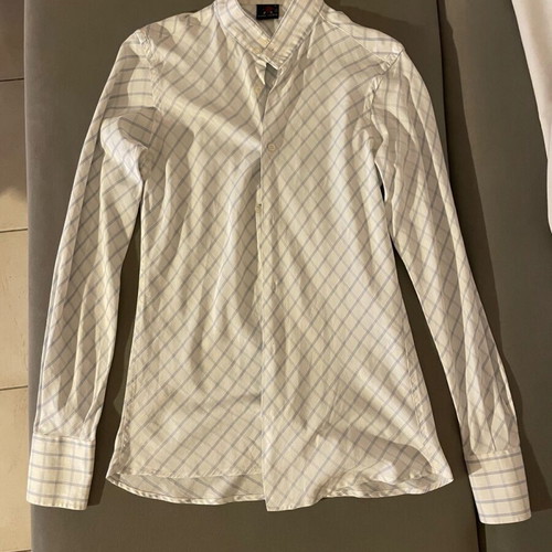 Men's cotton white check slim fit shirt like new