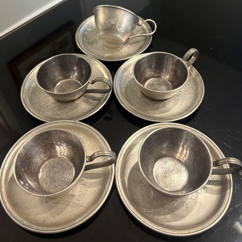 Retro Soviet collectible coffee cups with saucers set of 5, like new, melchior USSR