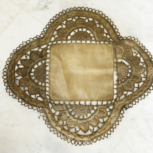 Antique Handmade Embroidered Church Doilies used, linen and cotton