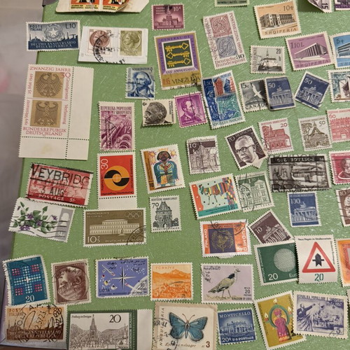 Old stamps collection used, 600–700 pieces from Greece and worldwide