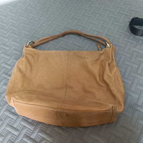Brunorossi leather shoulder bag used, beige with signs of wear