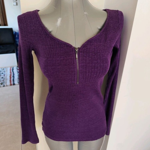 Purple long-sleeve blouse with zipper Tally Weijl like new, size S