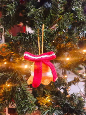Handmade Christmas bell decoration with bow new
