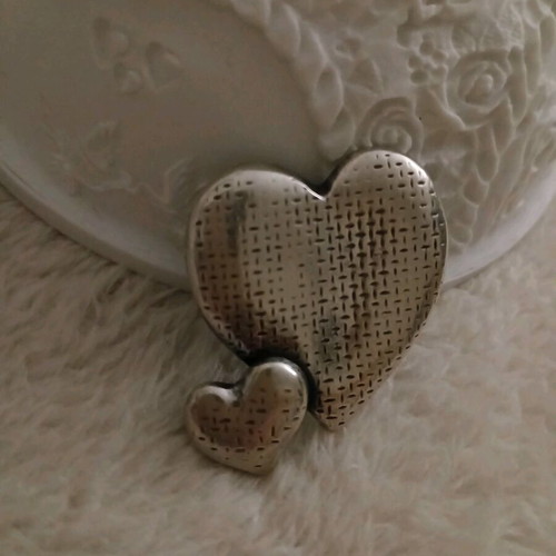 Handmade large silver 925 heart brooch/pendant new