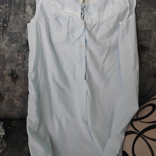 Nightgown size 46, pale blue with lace collar
