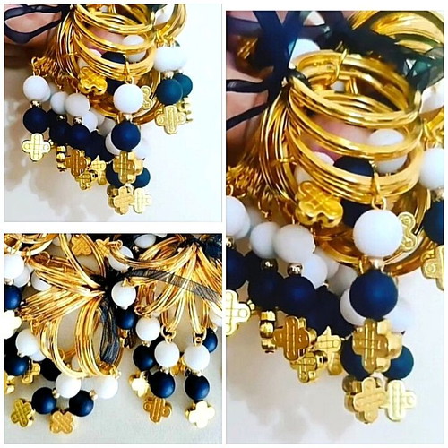 Handmade baptism favors keychains with cross and beads