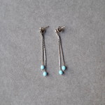 925 Sterling Silver Turquoise Bead Earrings like new, long dangle design