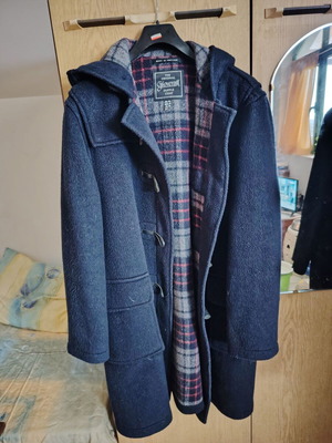 Gloverall women's wool coat with hood, new, blue, size XXL