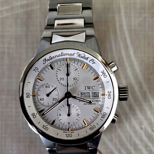 IWC GST Chronograph IW370713 watch like new, stainless steel, silver dial