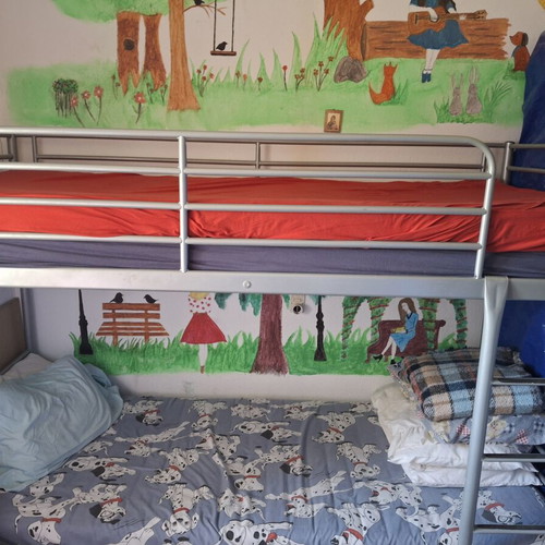 IKEA metal bunk beds like new with foam mattresses, set of 2