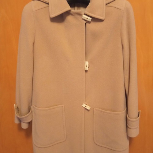 Women's cashmere coat used, camel color with hood, size M