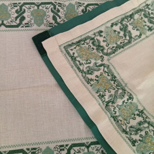 Handmade counted cross-stitch table runner, 43x87 cm
