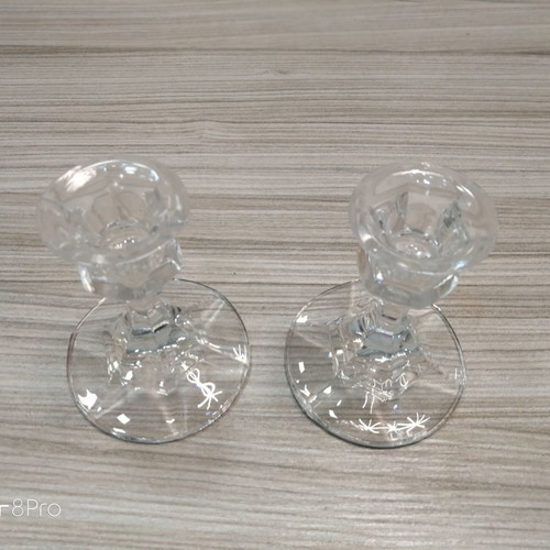 Glass candle holder used set of 2 pieces