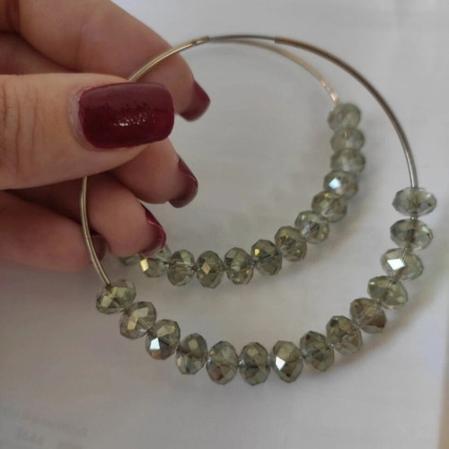 Accessorize Light Gold Hoop Earrings with Beads Like New