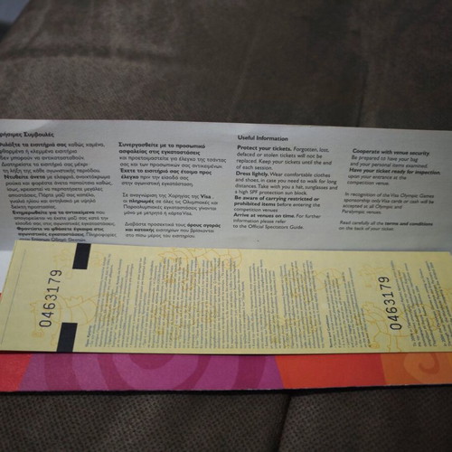 Closing ceremony ticket Paralympic Games 2004 new