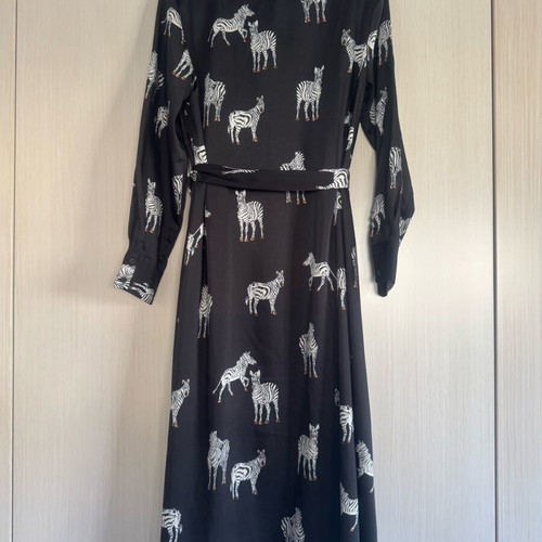 ZARA zebra print shirt dress like new, black midi