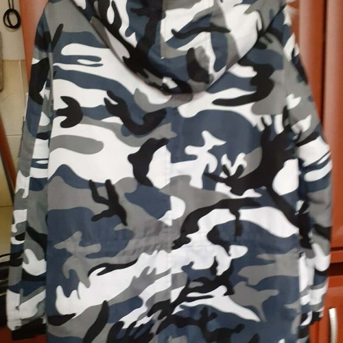 Women's jacket military style with fur hood like new